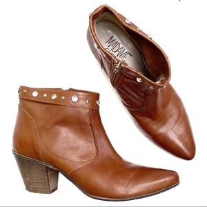 Madame Clode 38 Brown Leather Studded Short Boots
